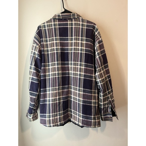 Vintage Timber‎ Trail Plaid Flannel Shacket Mens Large Blue White Quilted - Picture 4 of 4